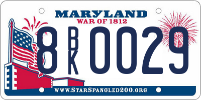 MD license plate 8BK0029