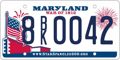 MD license plate 8BK0042