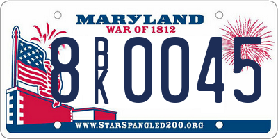 MD license plate 8BK0045