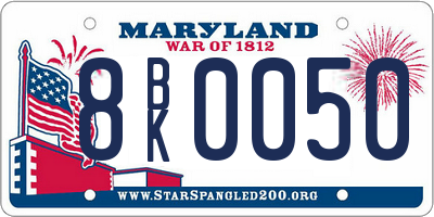 MD license plate 8BK0050