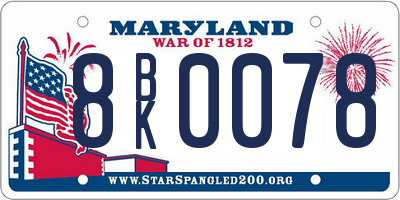 MD license plate 8BK0078
