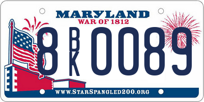 MD license plate 8BK0089