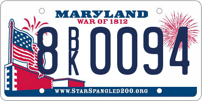 MD license plate 8BK0094