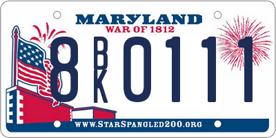 MD license plate 8BK0111