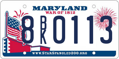 MD license plate 8BK0113