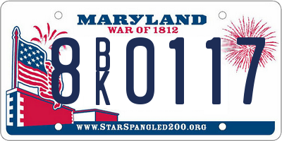MD license plate 8BK0117