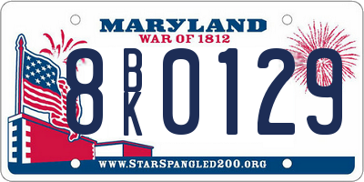 MD license plate 8BK0129