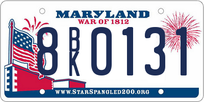 MD license plate 8BK0131
