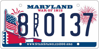 MD license plate 8BK0137