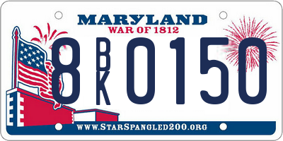 MD license plate 8BK0150