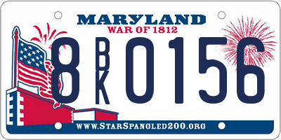 MD license plate 8BK0156