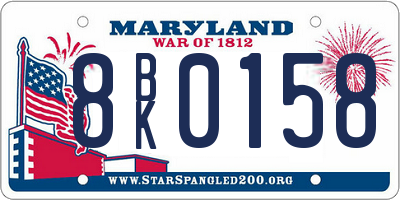 MD license plate 8BK0158