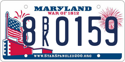MD license plate 8BK0159