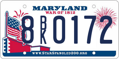 MD license plate 8BK0172
