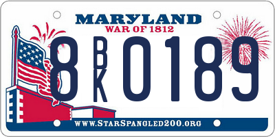 MD license plate 8BK0189
