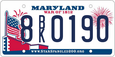 MD license plate 8BK0190