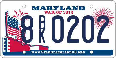 MD license plate 8BK0202