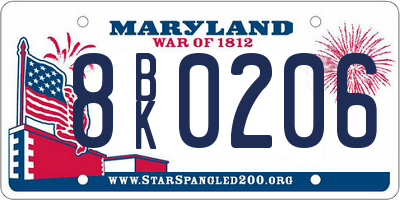 MD license plate 8BK0206