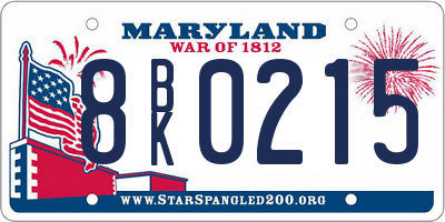 MD license plate 8BK0215