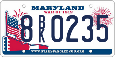 MD license plate 8BK0235