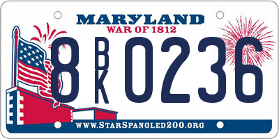 MD license plate 8BK0236