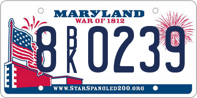 MD license plate 8BK0239