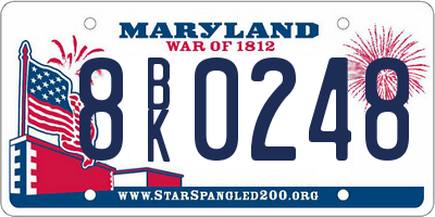 MD license plate 8BK0248