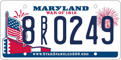 MD license plate 8BK0249