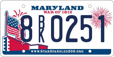MD license plate 8BK0251