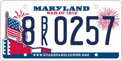 MD license plate 8BK0257