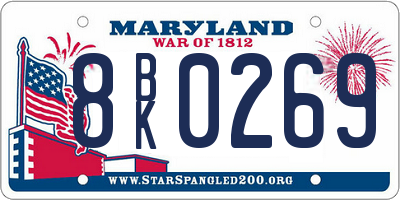 MD license plate 8BK0269