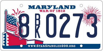 MD license plate 8BK0273