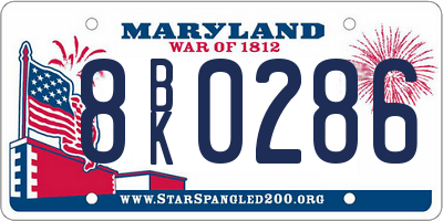 MD license plate 8BK0286