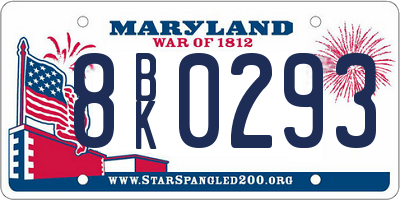 MD license plate 8BK0293
