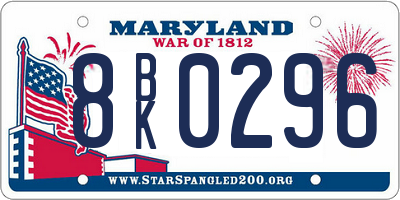 MD license plate 8BK0296
