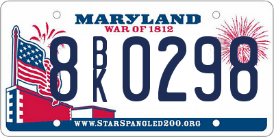 MD license plate 8BK0298