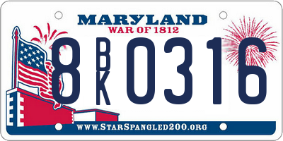 MD license plate 8BK0316