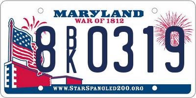 MD license plate 8BK0319