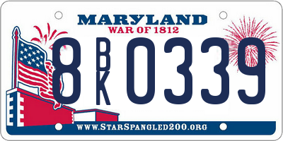 MD license plate 8BK0339