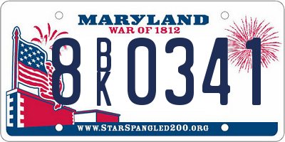 MD license plate 8BK0341