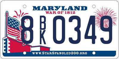 MD license plate 8BK0349