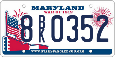 MD license plate 8BK0352