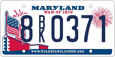 MD license plate 8BK0371