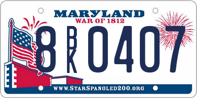 MD license plate 8BK0407