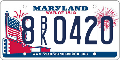 MD license plate 8BK0420