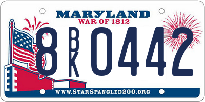 MD license plate 8BK0442
