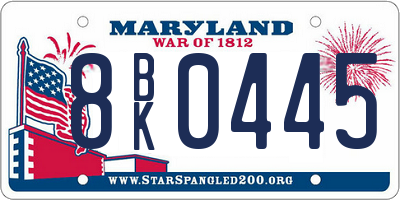 MD license plate 8BK0445