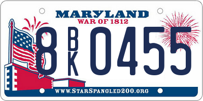 MD license plate 8BK0455