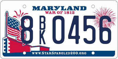 MD license plate 8BK0456