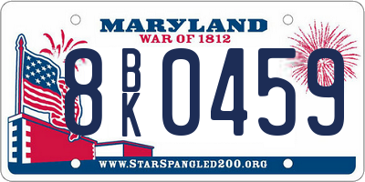 MD license plate 8BK0459